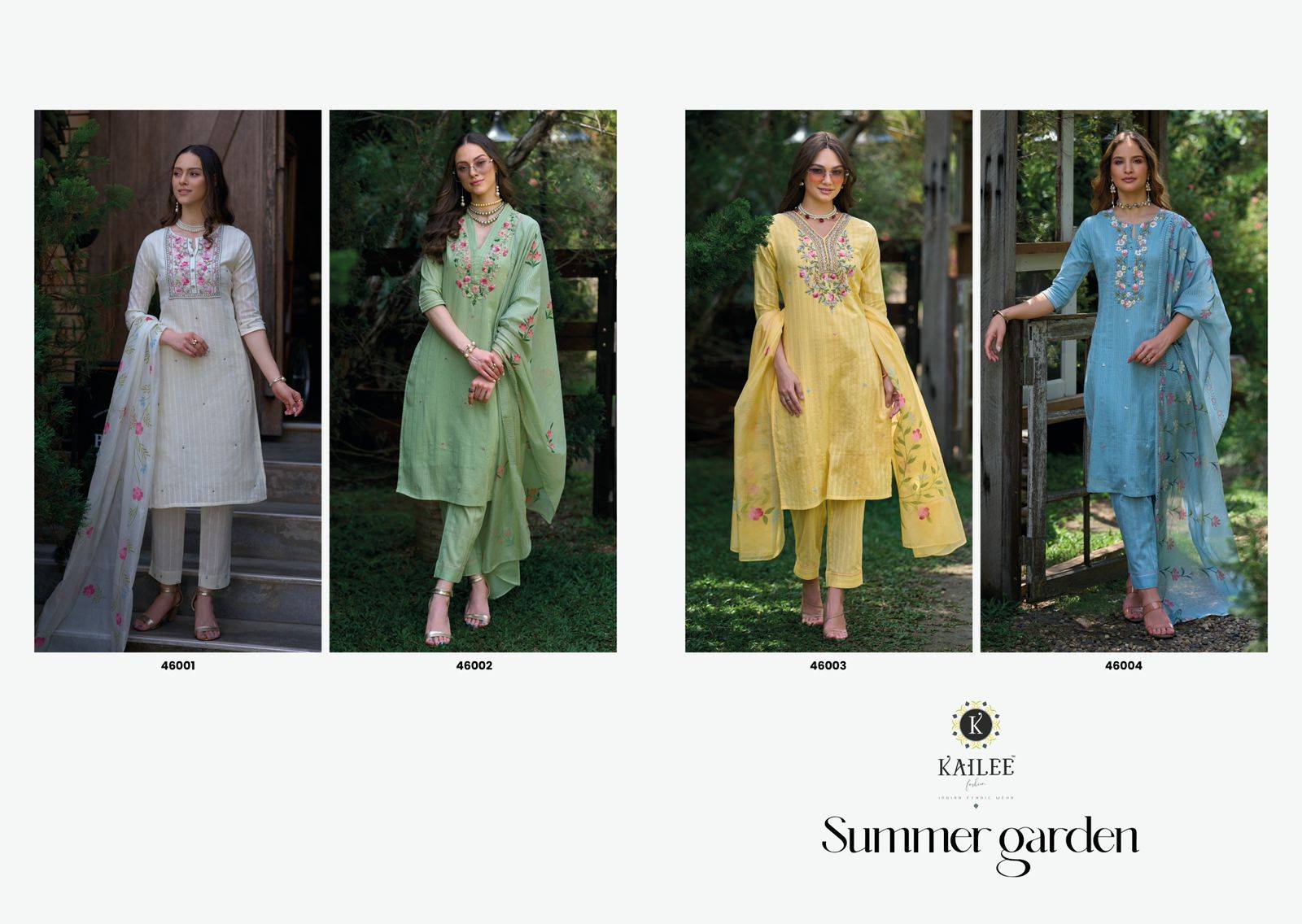 SUMMER GARDEN By KAILEE FASHION 46001 To 46004 Series Stylish Beautiful Colourful PURE COTTON Dresses At Wholesale Price